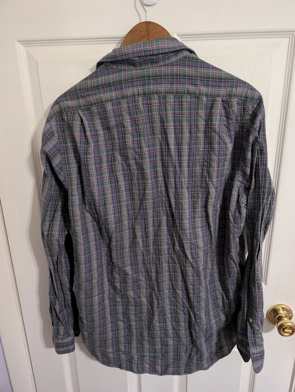 Polo Ralph Lauren Mens Top Purple Green Plaid Long Sleeve Button Pony Large